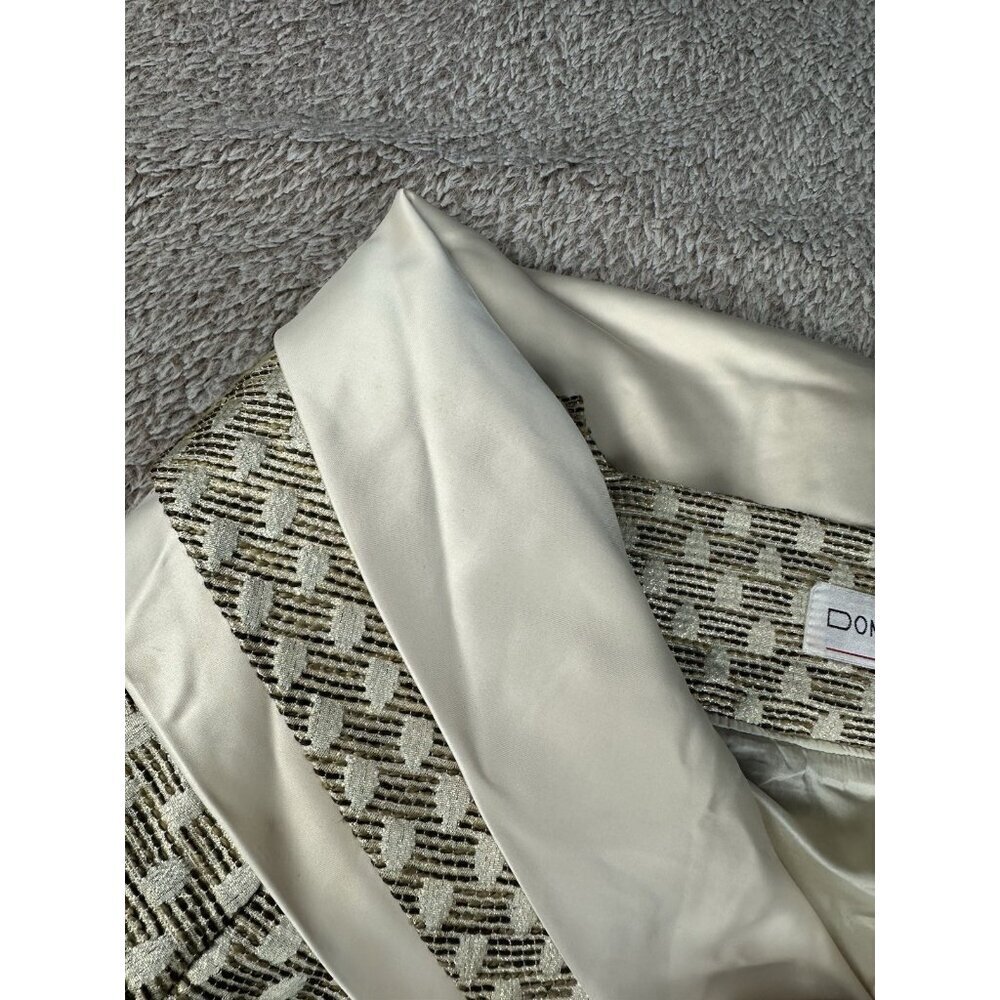 Donna Vinci Champagne Gold Church Suit Jacket Floral Rosette Jewel Button Sz 12 - Picture 10 of 16